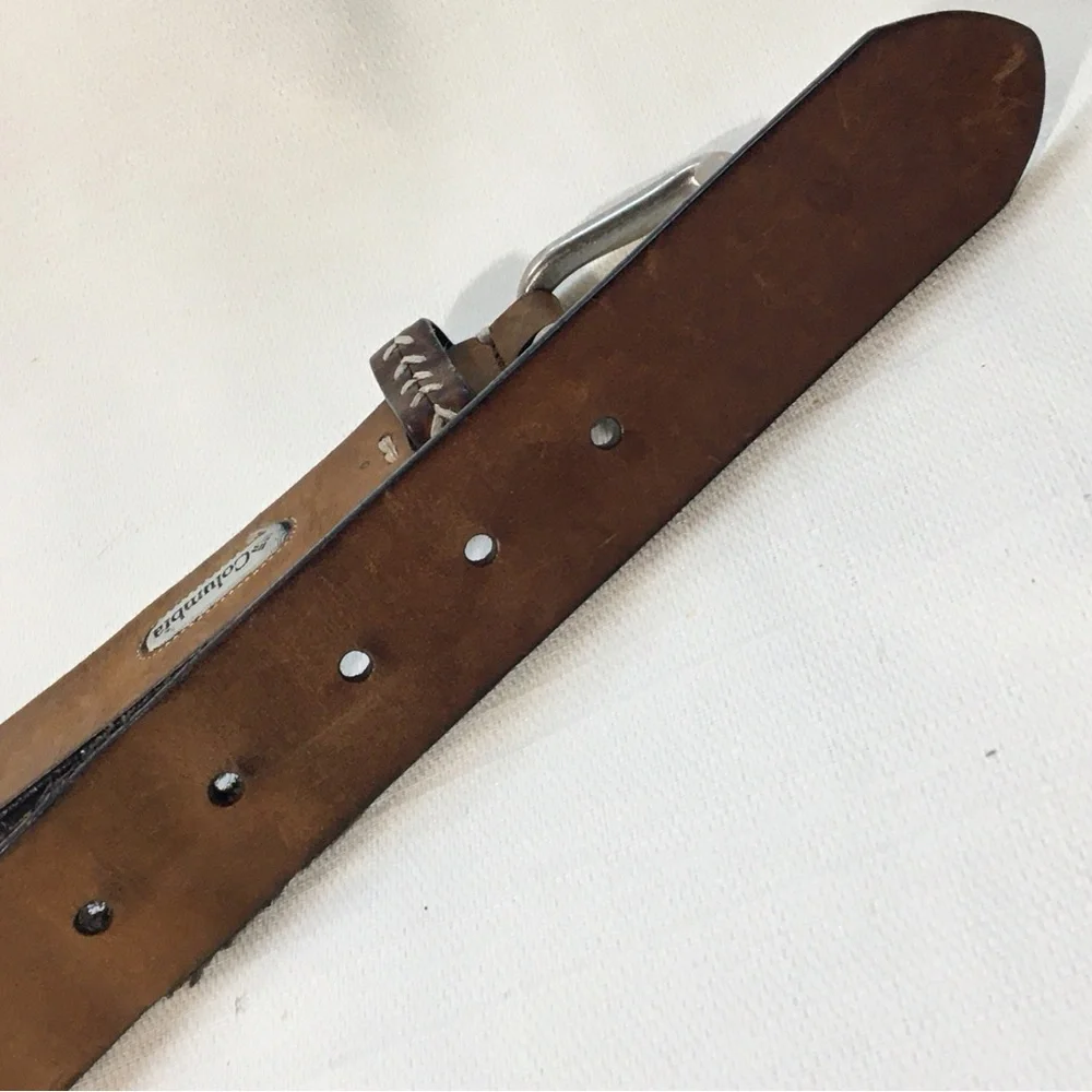 Columbia Arrow Stitch Leather Belt‎ 42